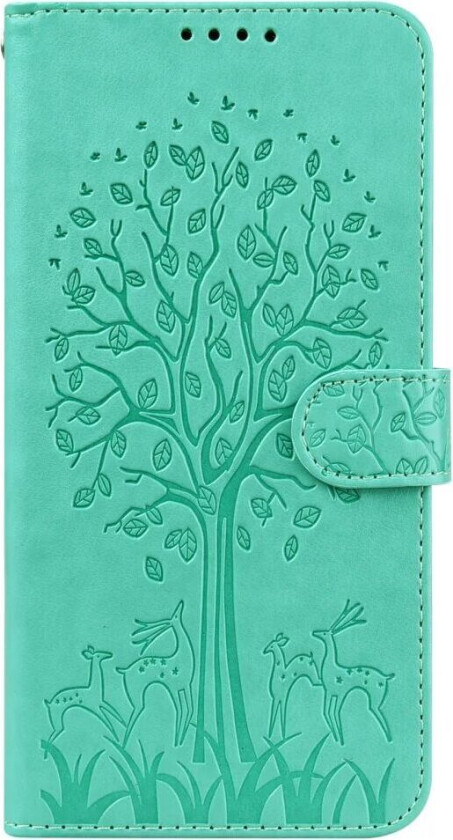 Samsung Galaxy S22 Ultra (5G) Kunstskinn Deksel med Kortholder og Trykk - Grønn