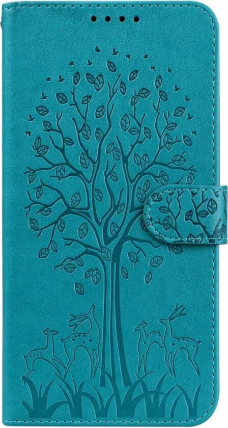 Samsung Galaxy S22 Ultra (5G) Kunstskinn Deksel med Kortholder og Trykk - Blå