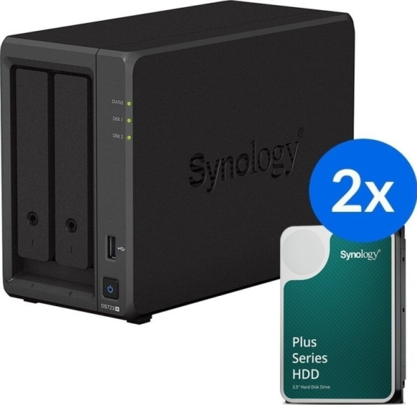Server Ds723+ /12T | 2-Bay Nas-Server Med Disker Med En Total Kapasitet På 12Tb, Tower