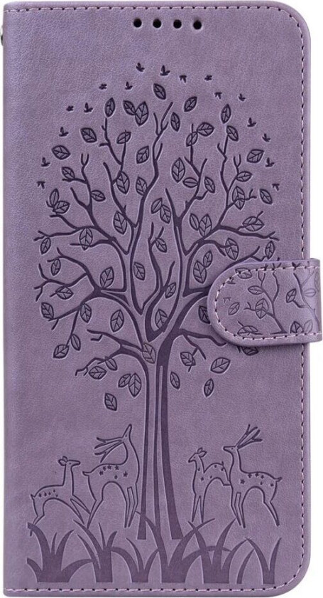 Samsung Galaxy S22 Ultra (5G) Kunstskinn Deksel med Kortholder og Trykk - Lilla