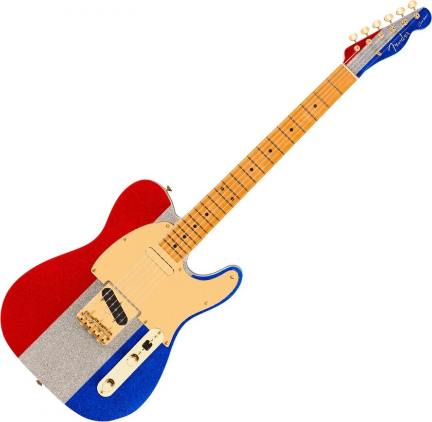 Limited Edition Buck Owens Telecaster MN Red Silver and Blue Sparkle