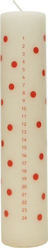 Polka kalenderlys Offwhite-red