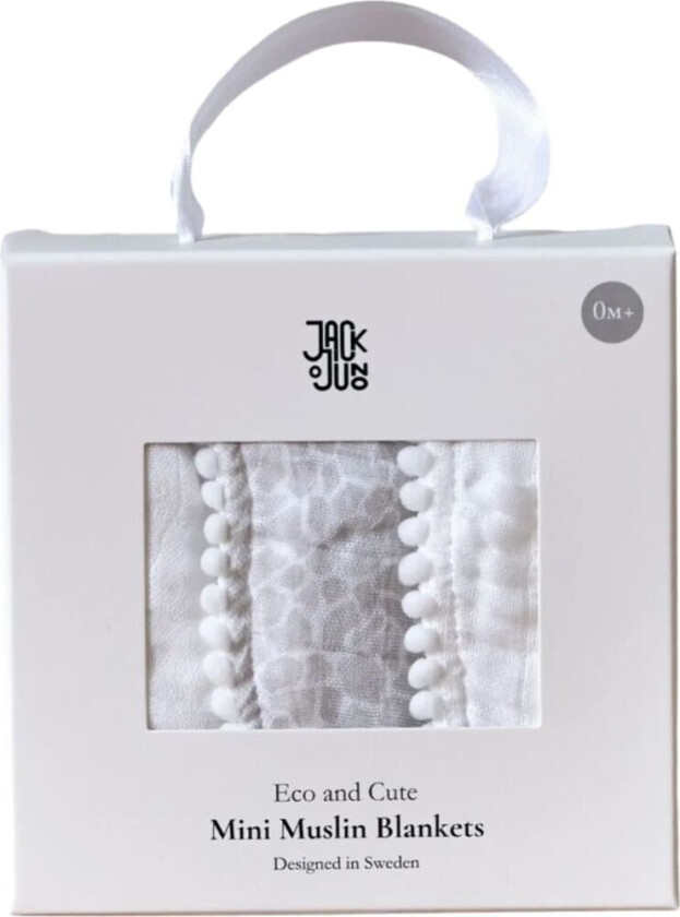 Pom Pom musselinteppe 40x40 cm 3-pk Pearl & Giraffe gray