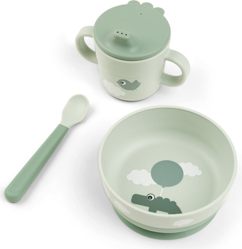 Happy Clouds foodie first meal servisesett 3 deler Green