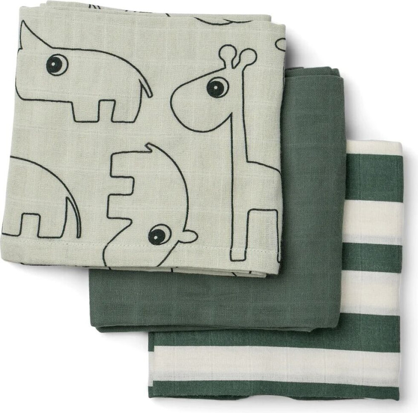 Done by deer Deer Friends vaskeklut 3-pk Green