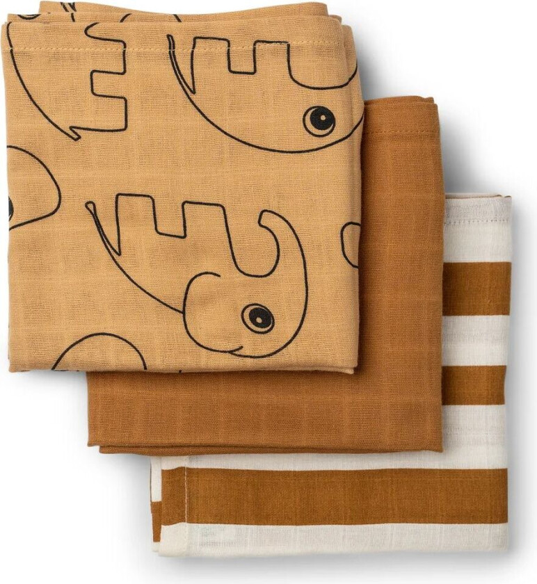 Done by deer Deer Friends vaskeklut 3-pk Mustard