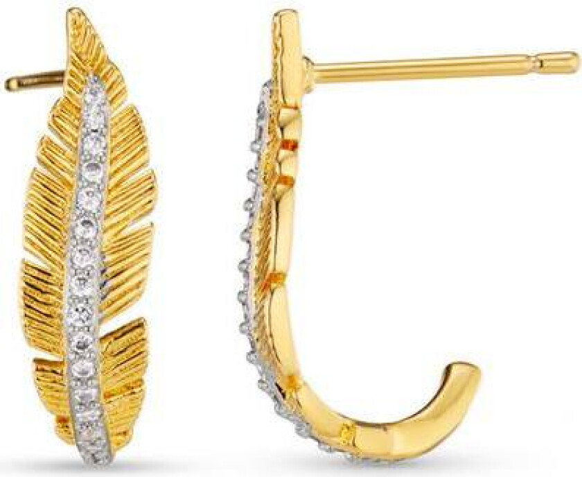 Jewellery Pave Leaf Curved Stud Earrings