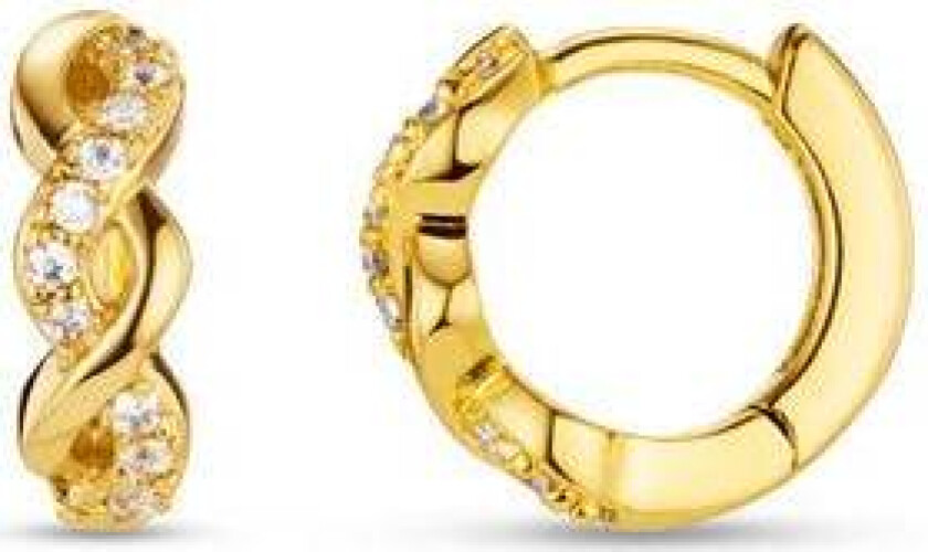 Jewellery Pave & Metal Twist Huggie Hoops