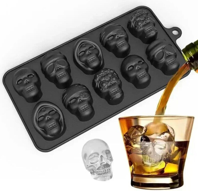 Nsf 10 Grids Skull Ice Cube Mold Silicon Ice Cube Bred Cube Maker DIY Whisky Cocktail Ice Ball Mould