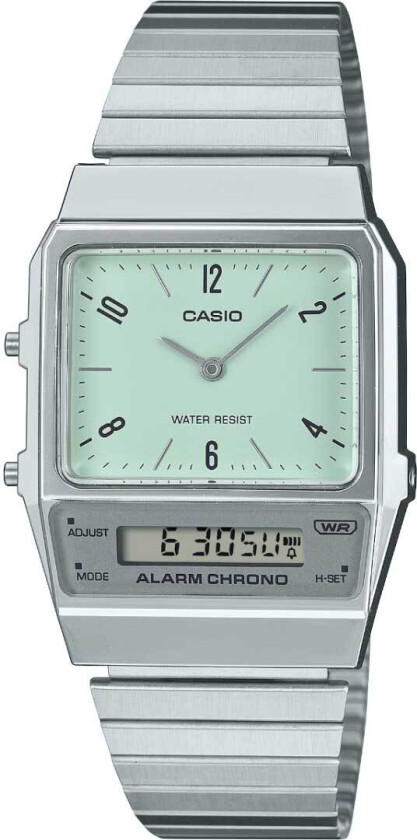 Classic AQ-800E-3AEF - Digital - Sølv - Unisex - Rustfritt stål - ledd m/pin - Resin