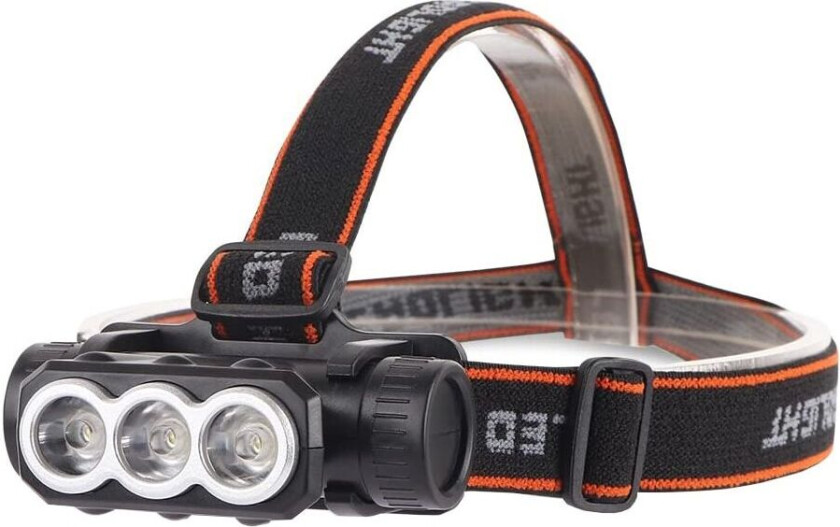 Oppladbar hodelykt med 3 sterke lysdioder