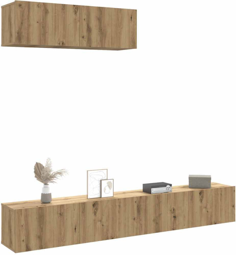 Vegghengt TV-benker 3stk artisan eik 100x30x30cm konstruert tre