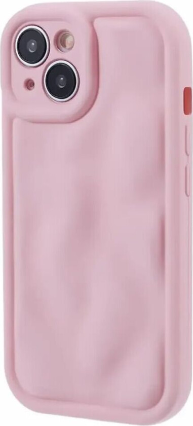 iPhone 15 fleksibelt Plast Deksel med. Bølgedesign - Mat Pink
