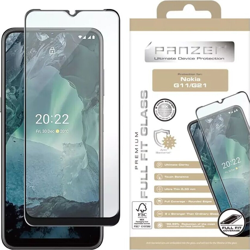 PANZER Nokia G21 / G11 PANZER Premium Full-Fit Glass - Herdet Glass - Svart Kant