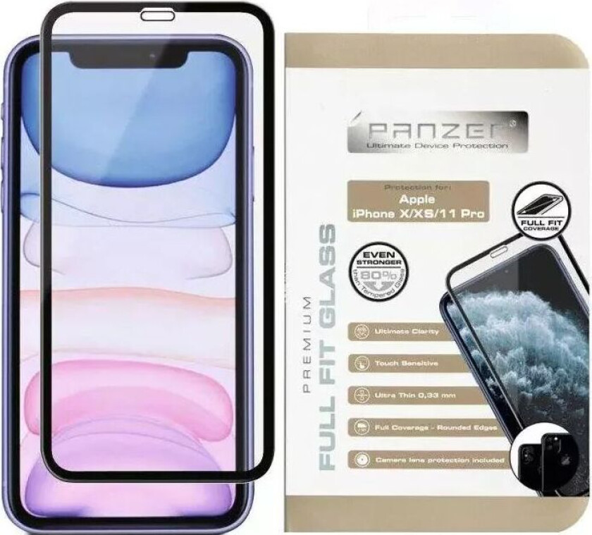 PANZER iPhone 11 Pro / XS / X PANZER Premium Full-Fit Glass - Svart Ramme