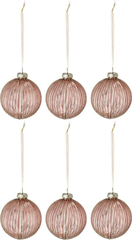 Holiday juletrekule 6-pakning Rose gold