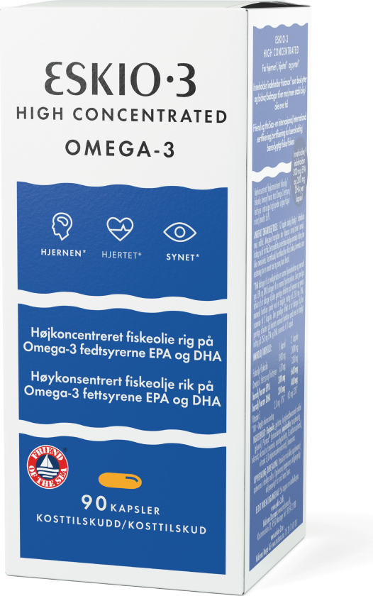 Høykonsentrert Omega-3 kapsler, 90 stk.