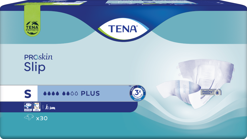 Tena Slip Plus, Small, Alt-i-ett bleie, 30 stk.