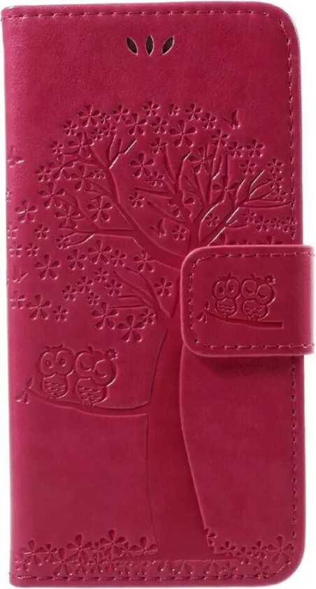 iPhone SE (2022 / 2020) / 8 / 7 Deksel m. Lommebok - Ugler i Tre - Rosa