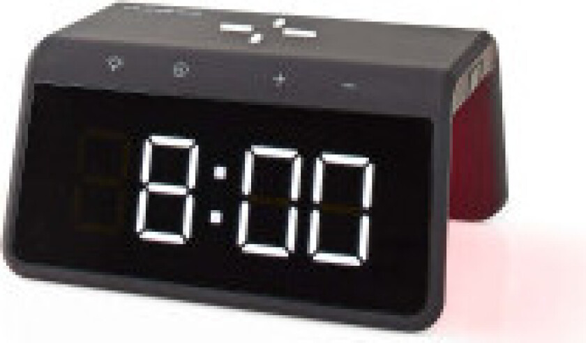 Alarm clock wireless charger | Qi sertifisert | 5 / 7.5 / 10 / 15 W | USB-A Han | Nattlys | 2 Alarmtider | slumrefunksjon