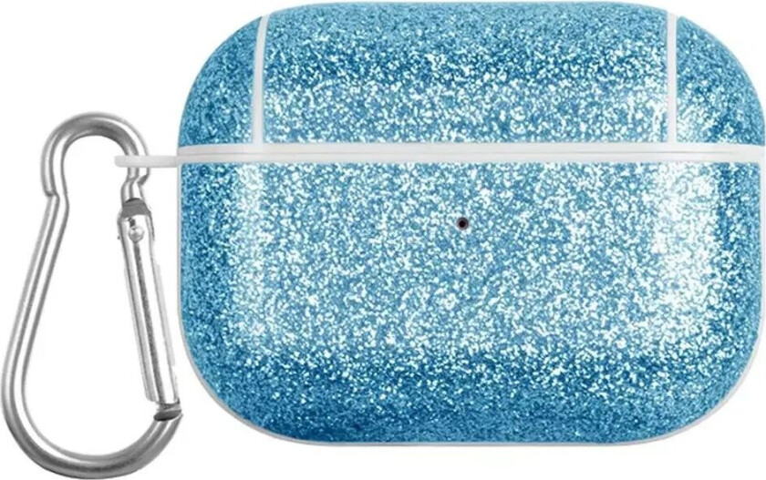 Apple AirPods Pro Plastdeksel med Karabinkrok - Glitter - Blå