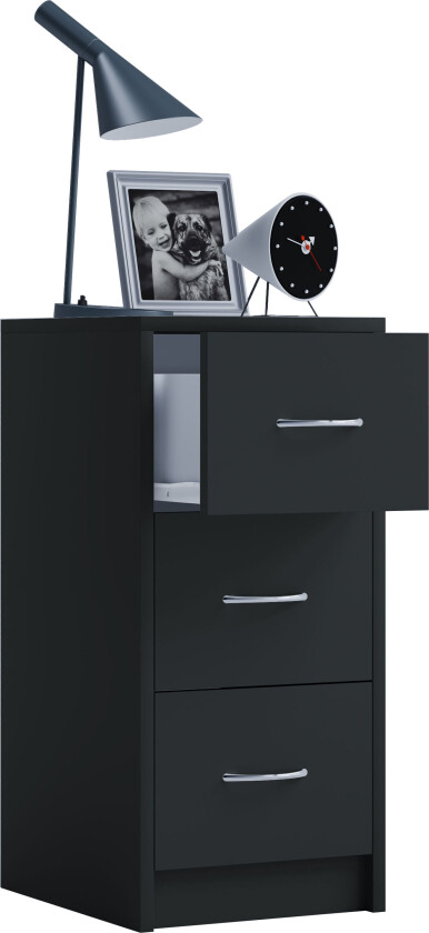 Boxal Maxi nattbord 3 skuffer svart.