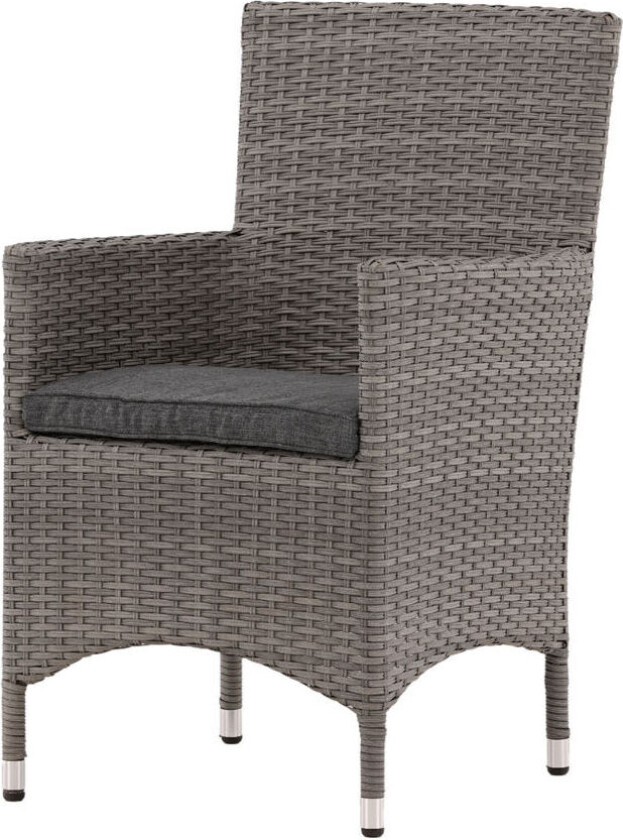 Malin hagestol med armlen inkl. pute, stabelbar grå.