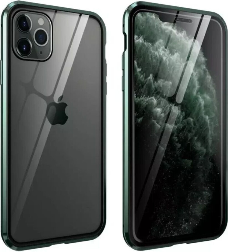 iPhone 11 Pro Metall Deksel med Glass Foran & Bak - Mørk Grønn