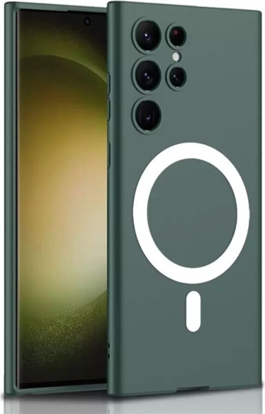 Samsung Galaxy S23 Ultra Fleksibelt Plastdeksel med Magnetring - MagSafe Kompatibel - Grønn