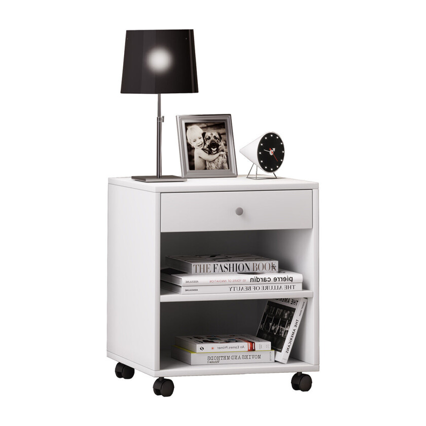 Rolda nattbord 1 skuff 2 hyller hvit.