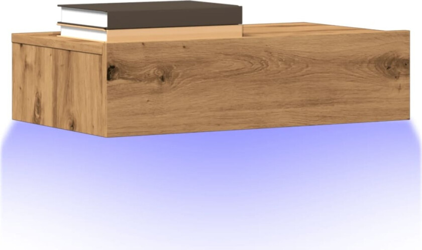 TV-benk med LED-lys artisan eik 60x35x15,5 cm