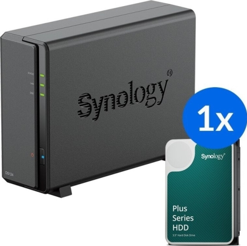 Server Ds124 /8T | 1-Bay Nas-Server Med En Disk Med En Total Kapasitet På 8Tb, Tower