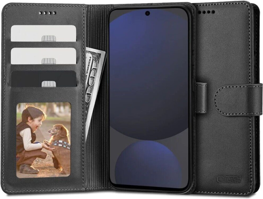 Samsung Galaxy S24 FE Tech-Protect Lommebok Flip Deksel med Lommebok & Stativ Funksjon - Svart