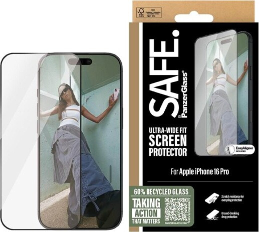 Screen Protection w. Black Frame iPhone 16 Pro | Ultra-Wide Fit