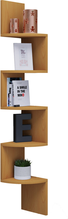 Bilde av Mintis hylle , hjørnereol med 5 hyller bøk dekor.