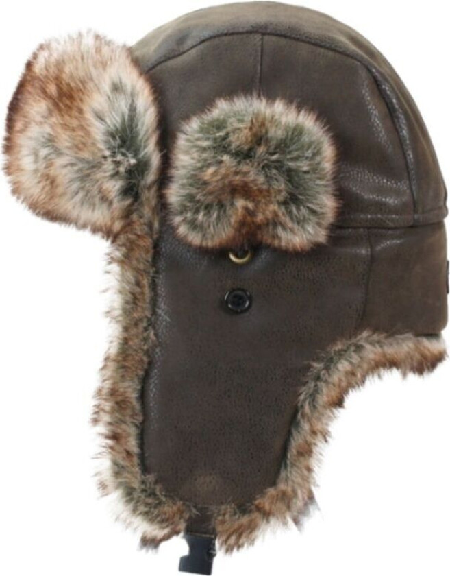 Flaps Hat Synthetic Leather Dark Brown 58