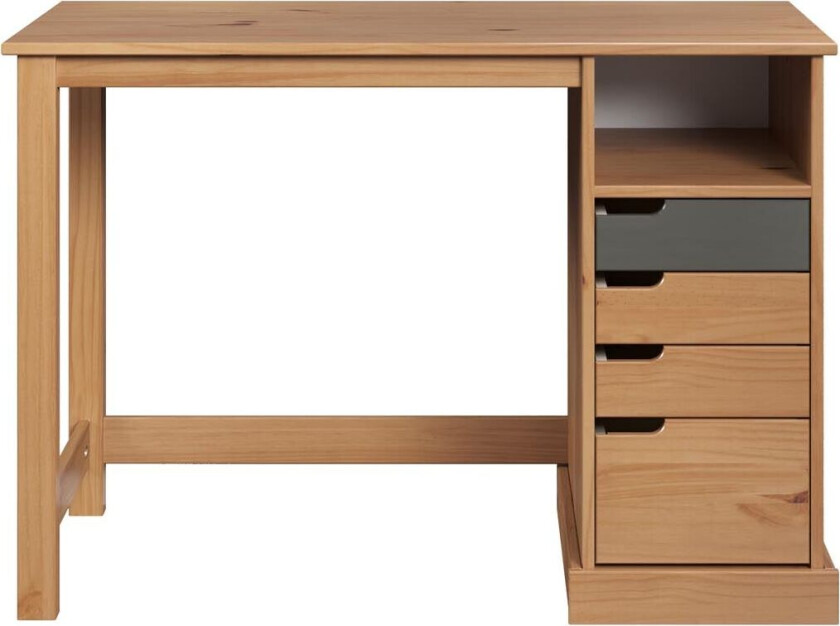 Mestre skrivebord 1 hylle, 3 liten,1 stor skuff honning,grå.