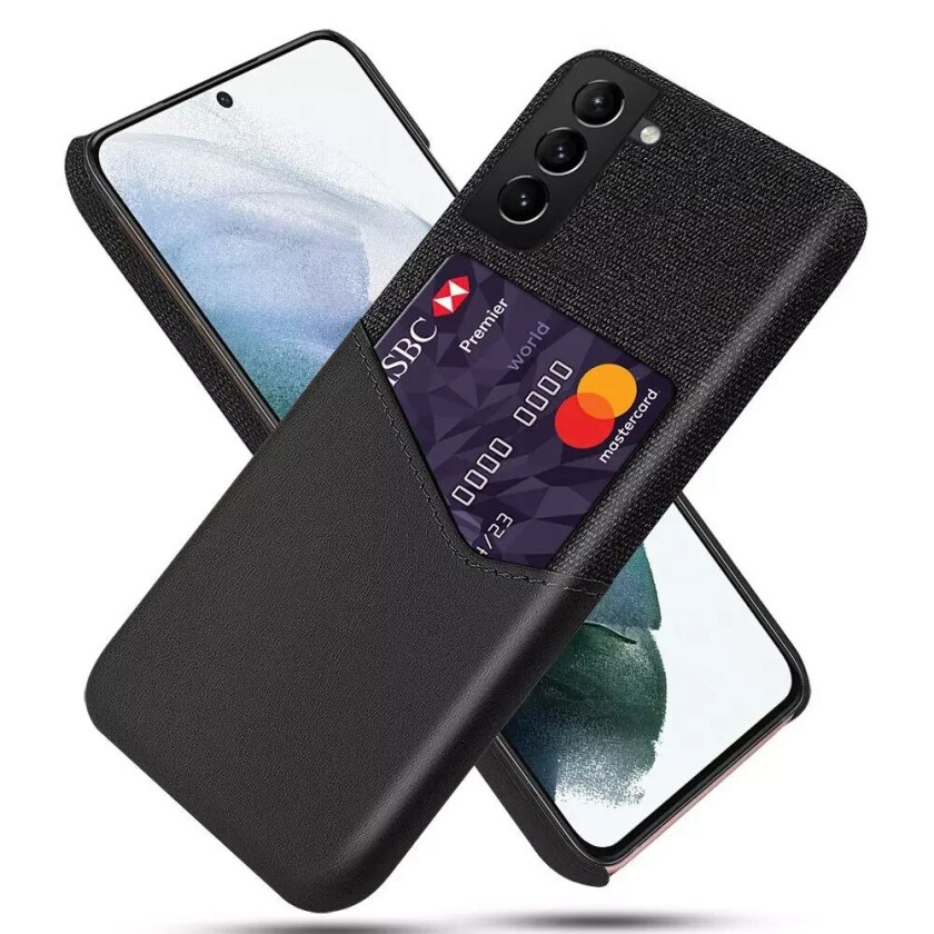 Samsung Galaxy S22 Kunstskinn Bakdeksel Med Kortlommer - Svart