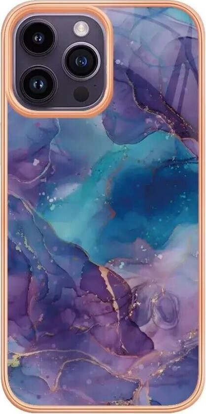 iPhone 15 Pro Hybrid Plastdeksel - Lilla Marmor