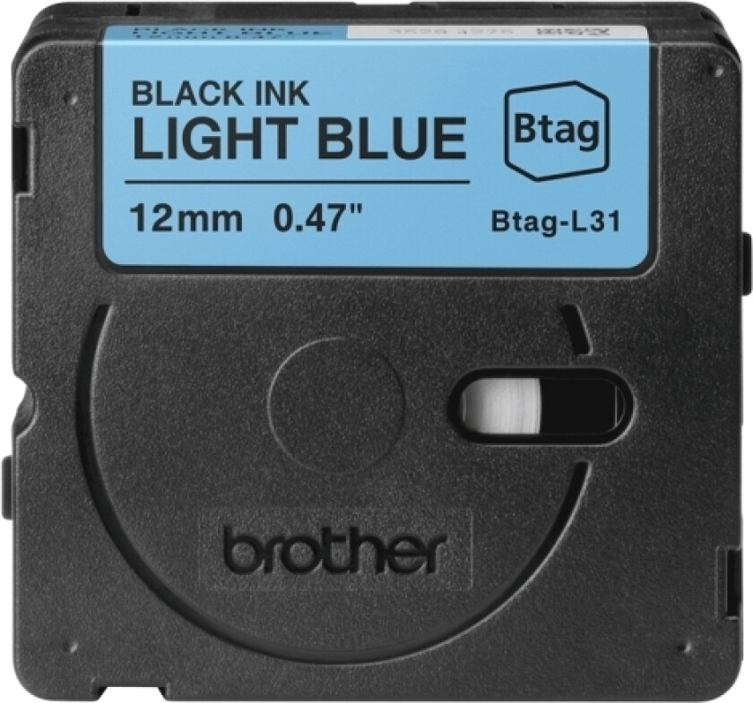 Btagl31 12Mm Black On Light Blue Tape