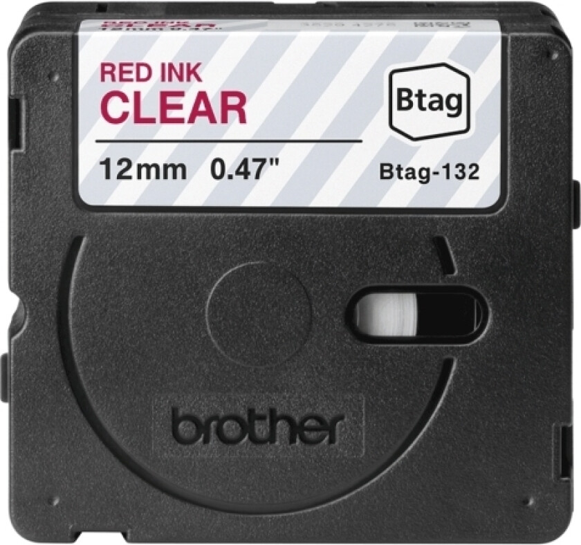 Btag132 12Mm Red On Clear Tape