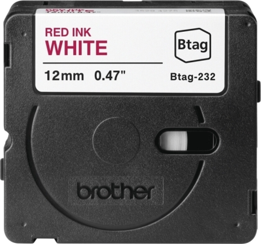 Btag232 12Mm Red On White Tape