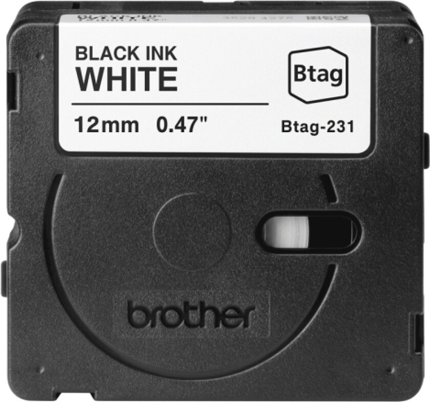 Btag231 12Mm Black On White Tape