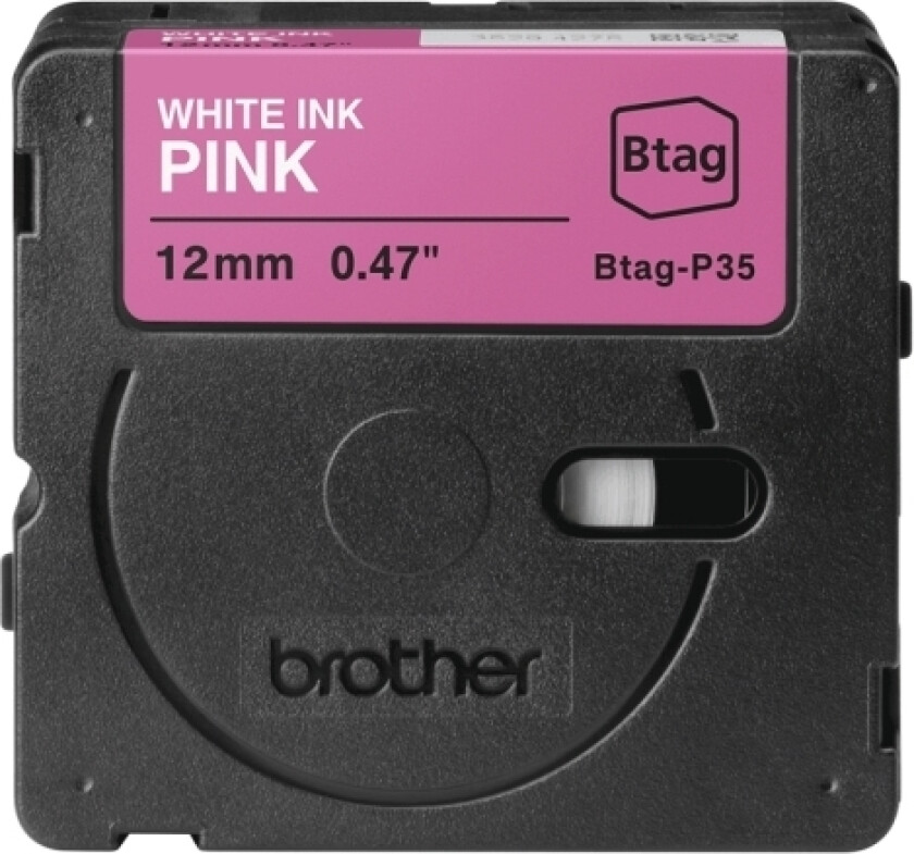 Btagp35 12Mm White On Pink Tape