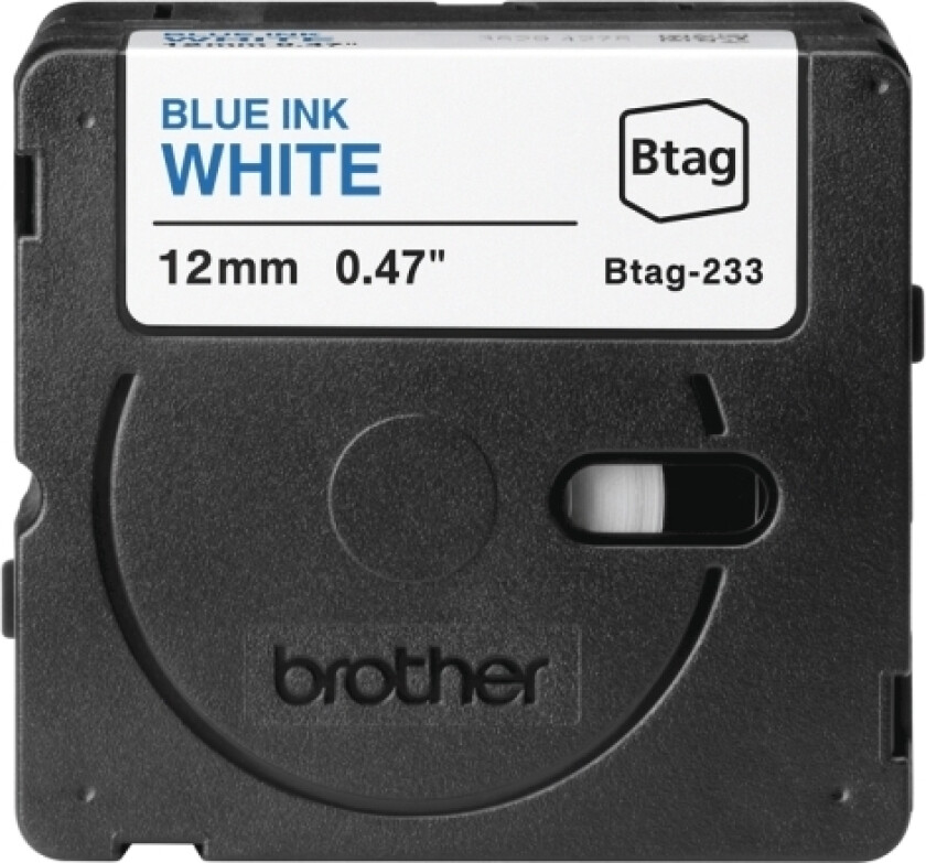 Btag233 12Mm Blue On White Tape