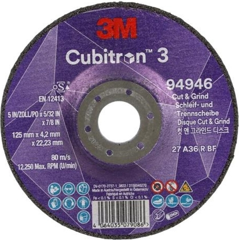 Bilde av tm Cubitrontm 3 Skære- Og Slibeskive, 94946, 36+, T27, 125 Mm X 4,2 Mm X 22,23 Mm, En, 10-Pak, 20