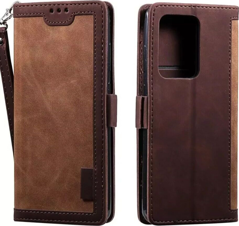 Samsung Galaxy S21 Ultra Retro Styling PU Skinndeksel m. Lommebok - Brun