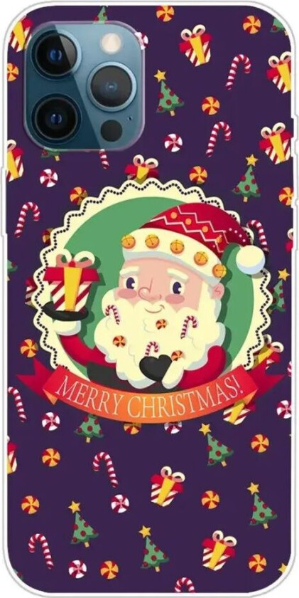 iPhone 15 Pro Fleksibelt Plast Jul Deksel - Merry Christmas - Julenissen og Julegodteri