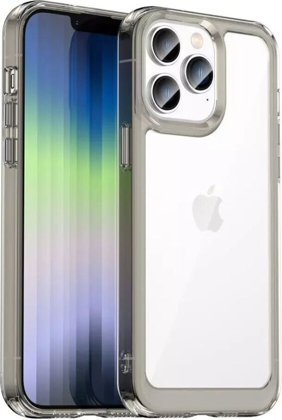 iPhone 14 Pro Hybrid Plastdeksel - Gjennomsiktig / Grå