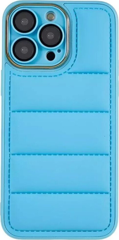 iPhone 14 Pro Max Skinndekket 3D Plastbakdeksel med Kameralinsebeskyttelse - Blå